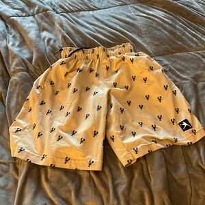 Lacrosse Unlimited-“Lobster Print” Lacrosse Shorts, Beige, Size YL